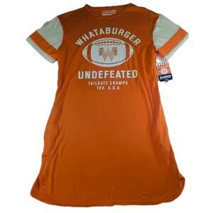 Whataburger T-Shirt Jersey Dress Womens Size Large With Pockets Orange/White